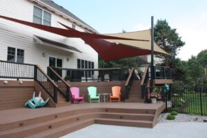 Allendale's premier custom deck builders with a step-up deck and canopy.